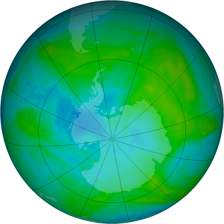 Antarctic ozone map for 09 February 1984